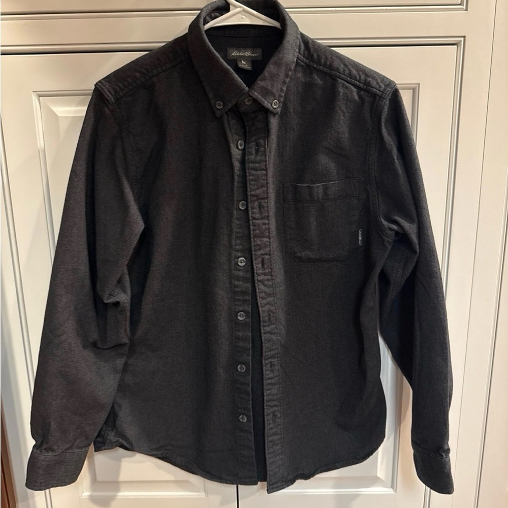 Eddie Bauer Men's Dark Charcoal Button-Down Shirt